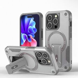 Gray Magnetic Kickstand Phone Case for iPhone - Rugged Protection